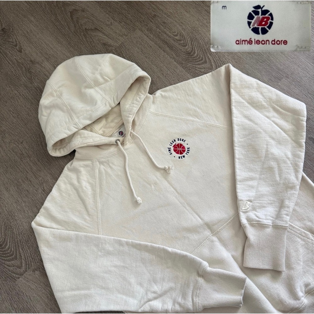 Aime Leon Dore x New Balance New York Hoodie Cream Oatmeal Made in Canada Mens M